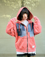 [2025新春limited]U-BY EFFECTEN(ユーバイ エフェクテン) ×muku by SAICA denim patchwork hoodie type2