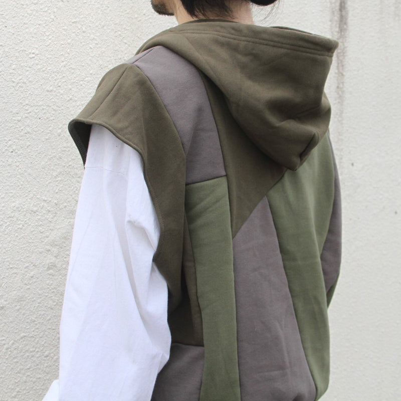 [2024 GW limited]U-BY EFFECTEN(ユーバイ エフェクテン) ×muku by SAICA patchwork sweat vest hoodie type4