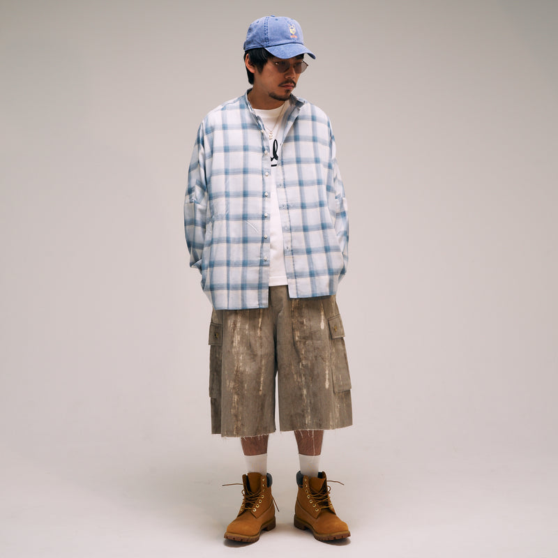 [2025 Spring] EFFECTEN / Ombre Check Poncho Shirts