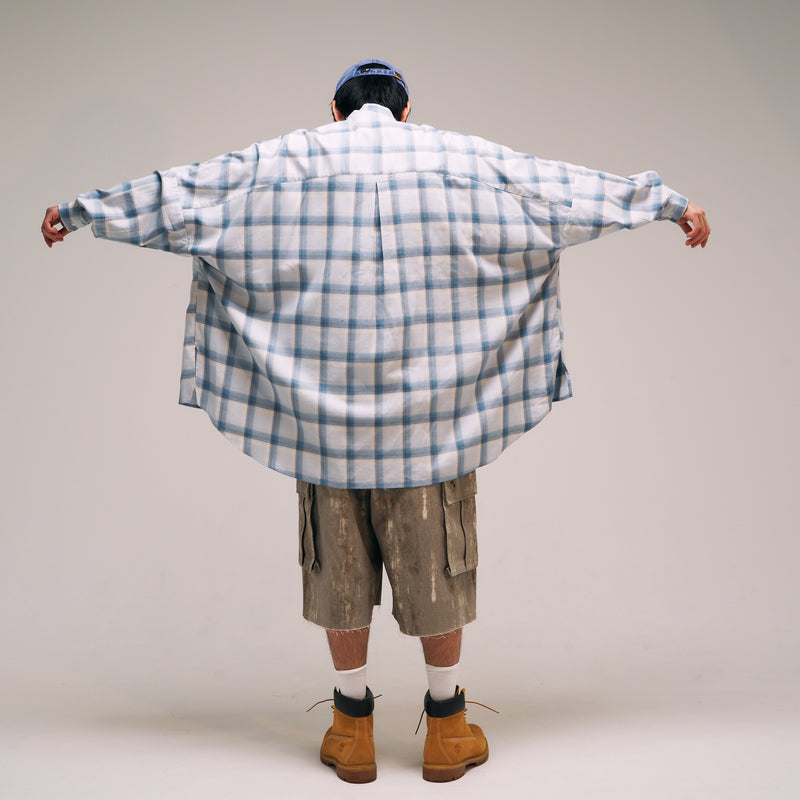 [2025 Spring] EFFECTEN / Ombre Check Poncho Shirts