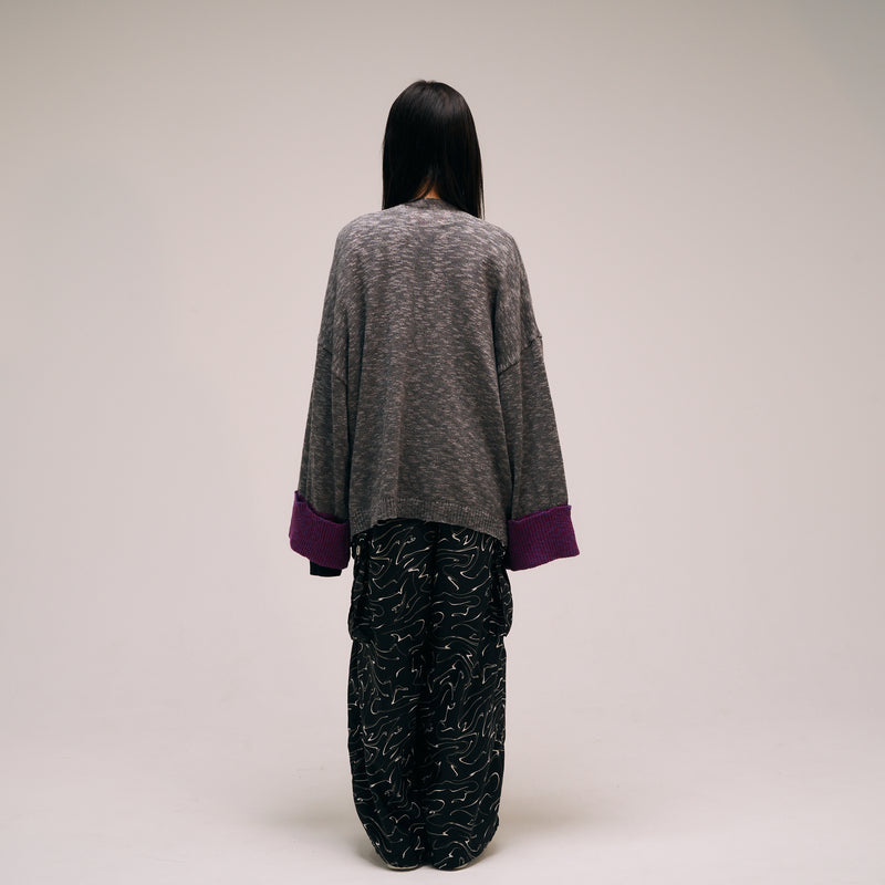 [2025 Spring] EFFECTEN / Volume Sleeve Slabknit Over Cardigan