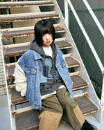 [2025新春limited]U-BY EFFECTEN(ユーバイ エフェクテン) ×muku by SAICA patchwork knit switching denim jacket type1