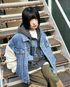 [2025新春limited]U-BY EFFECTEN(ユーバイ エフェクテン) ×muku by SAICA patchwork knit switching denim jacket type1