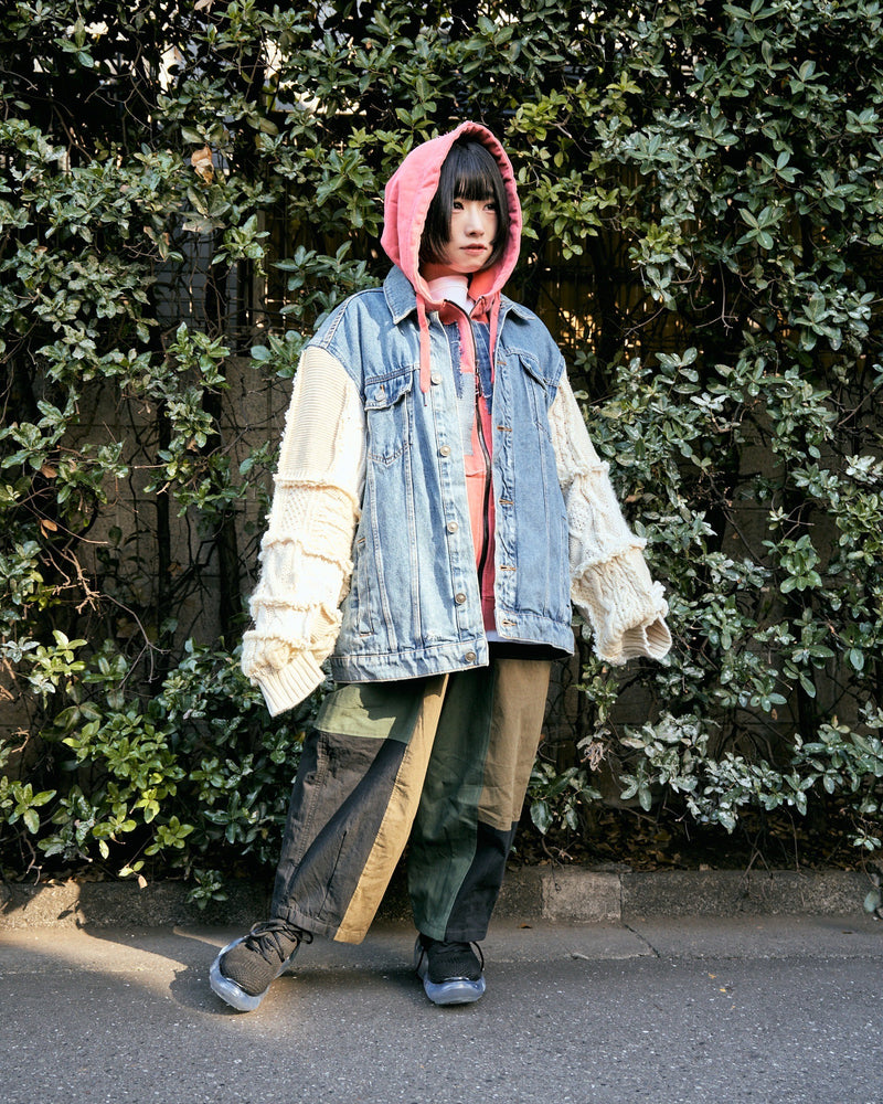 [2025新春limited]U-BY EFFECTEN(ユーバイ エフェクテン) ×muku by SAICA denim patchwork hoodie type2