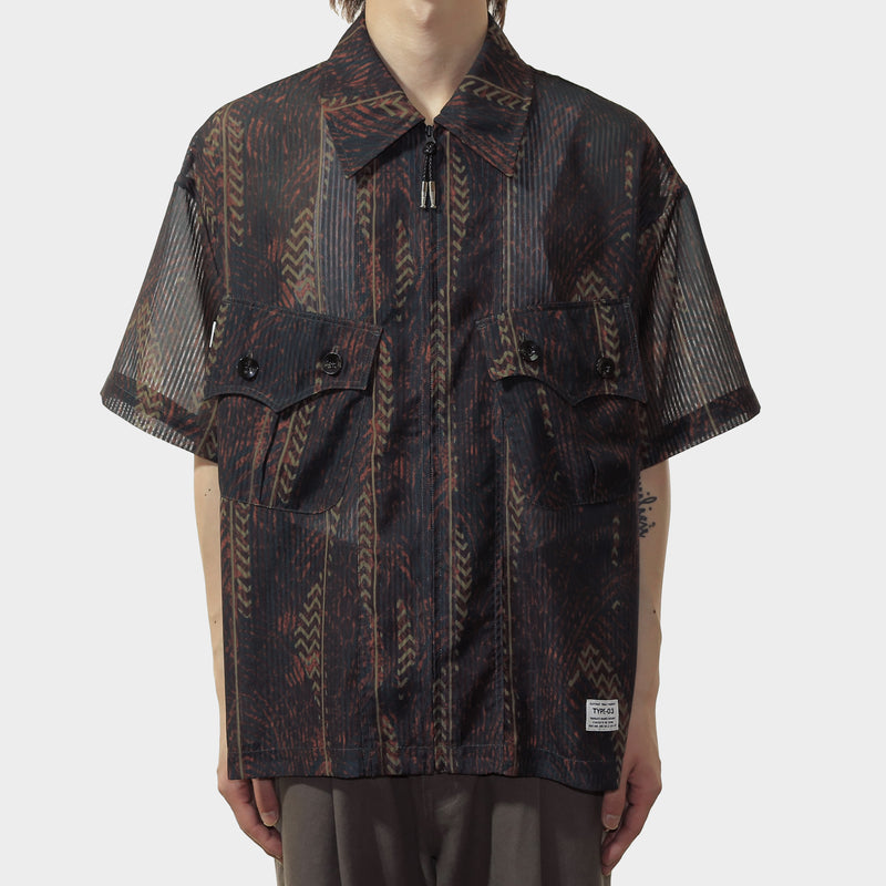 elephant TRIBAL fabrics  / "2025SS" NO A/C Zip Shirt