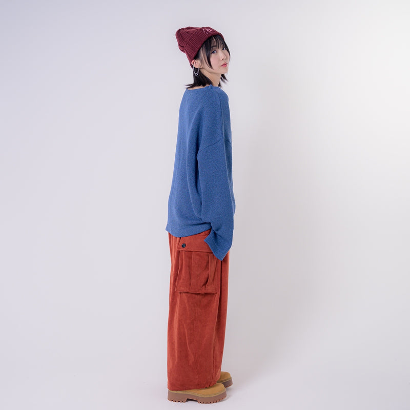 [2024 AW] EFFECTEN / Faux Suede Balloon Wide Cargo Pants