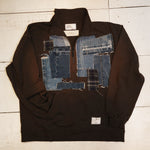 [2025新春limited]U-BY EFFECTEN(ユーバイ エフェクテン) ×muku by SAICA denim patchwork half zip sweat type2