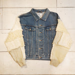 [2025新春limited]U-BY EFFECTEN(ユーバイ エフェクテン) ×muku by SAICA patchwork knit switching denim jacket type1