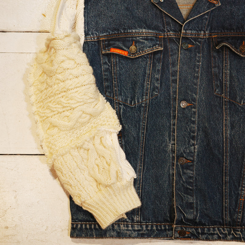 [2025新春limited]U-BY EFFECTEN(ユーバイ エフェクテン) ×muku by SAICA patchwork knit switching denim jacket type3