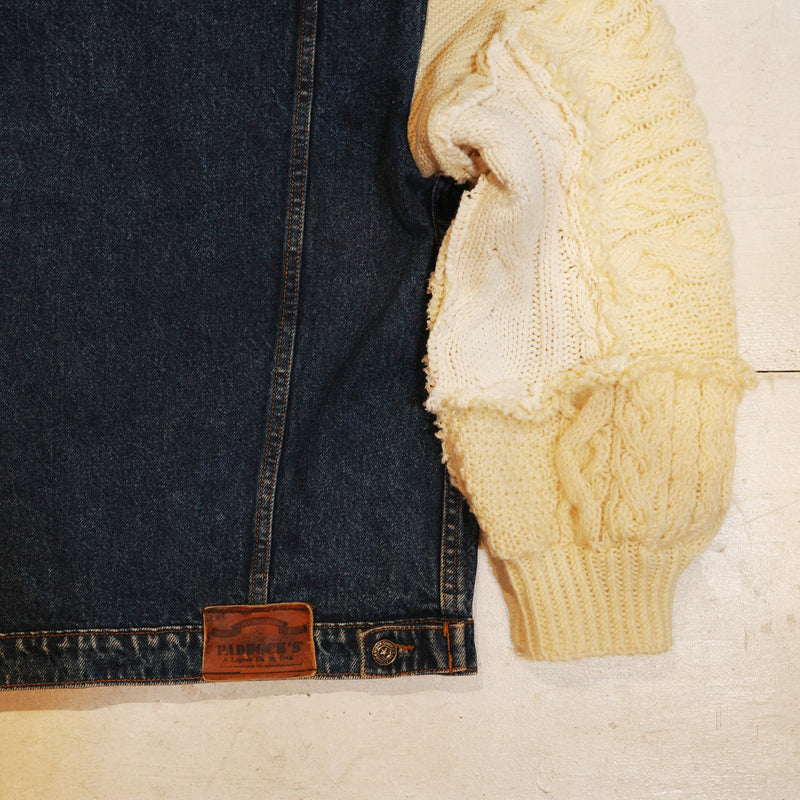 [2025新春limited]U-BY EFFECTEN(ユーバイ エフェクテン) ×muku by SAICA patchwork knit switching denim jacket type3