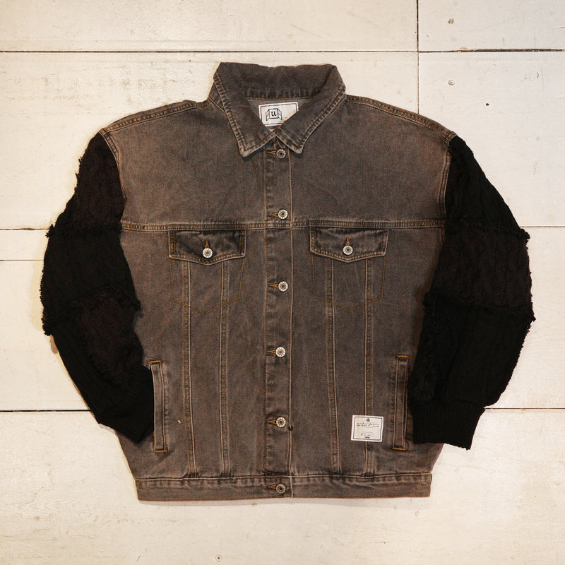 [2025新春limited]U-BY EFFECTEN(ユーバイ エフェクテン) ×muku by SAICA patchwork knit switching denim jacket type4