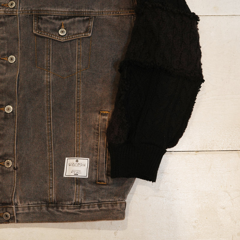 [2025新春limited]U-BY EFFECTEN(ユーバイ エフェクテン) ×muku by SAICA patchwork knit switching denim jacket type4