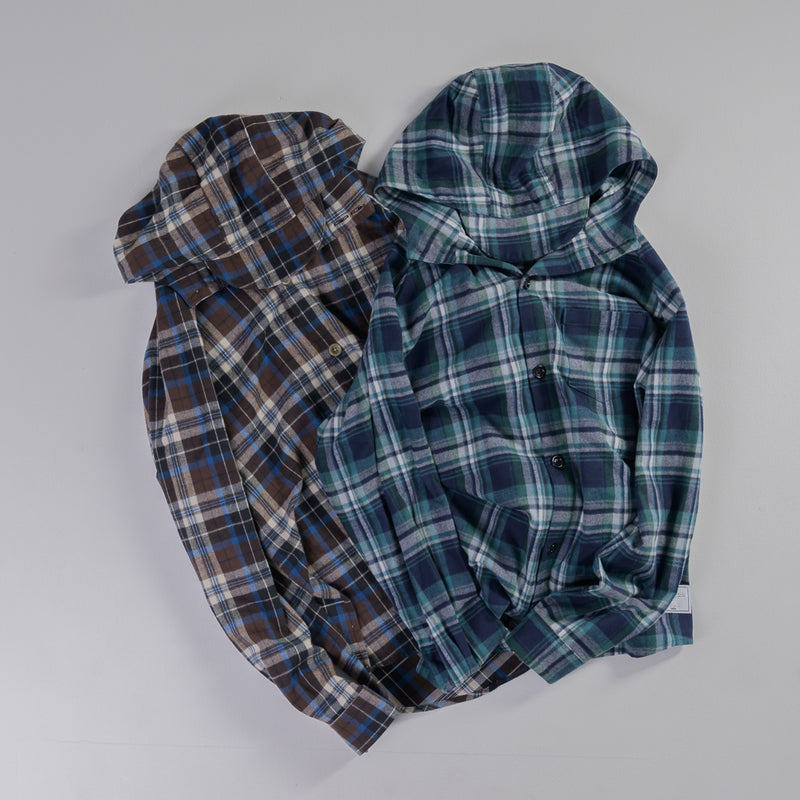 [2024 AW] EFFECTEN / Soft Shaggy Check Shirts Hoodie