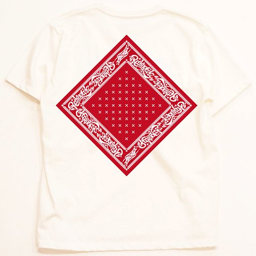 RAKUGAKI /楽書き  RAKUGAKI Bandana T-Shirts  White x Red