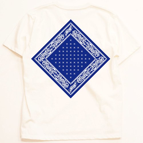 RAKUGAKI /楽書き  RAKUGAKI Bandana T-Shirts White x Blue