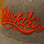 RAKUGAKI Melton Wool Main Logo SnapBack Cap Heather Grey x Red