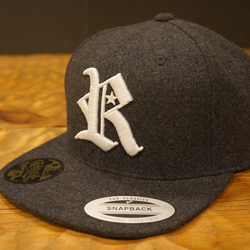 RAKUGAKI RAKUGAKI Melton Wool R Logo SnapBack Cap