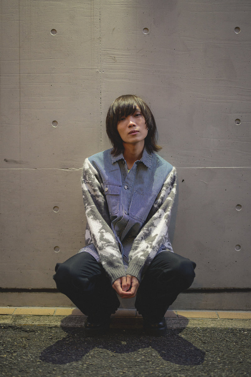 [2023新春limited]U-BY EFFECTEN(ユーバイ エフェクテン) ×muku by SAICA knit docking denim jacket